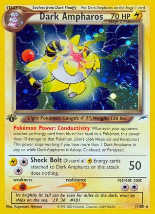 Dark Ampharos (1/105) [Neo Destiny 1st Edition] | Silver Goblin