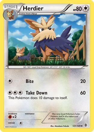 Herdier (121/149) [Black & White: Boundaries Crossed] Reverse Holofoil