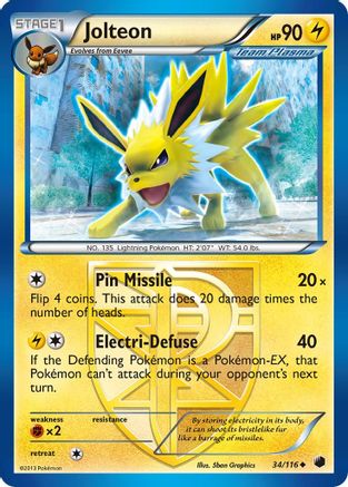 Jolteon (34/116) [Black & White: Plasma Freeze] Reverse Holofoil