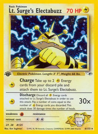 Lt. Surge's Electabuzz (6) (6) Unlimited Holofoil - Gym Heroes