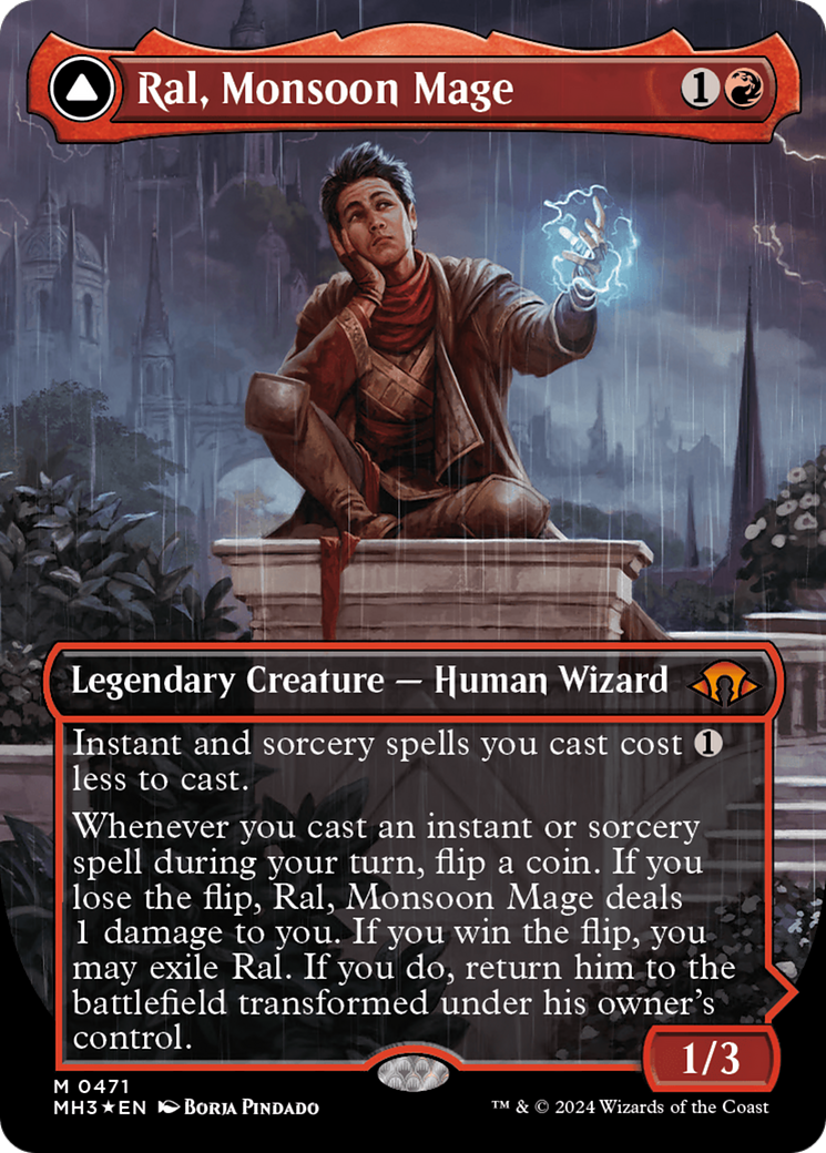 Ral, Monsoon Mage // Ral, Leyline Prodigy (Borderless) (Textured Foil) [Modern Horizons 3] | Silver Goblin