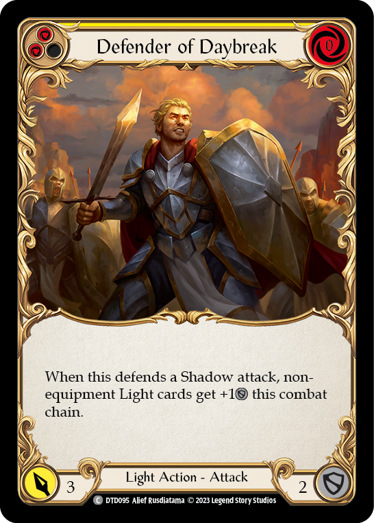 Defender of Daybreak (Yellow) [DTD095] (Dusk Till Dawn)  Rainbow Foil | Silver Goblin