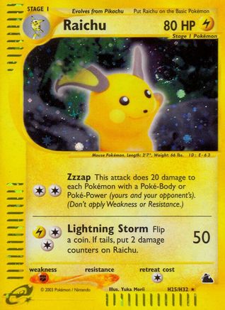 Raichu (H25/H32) [Skyridge] Reverse Holofoil