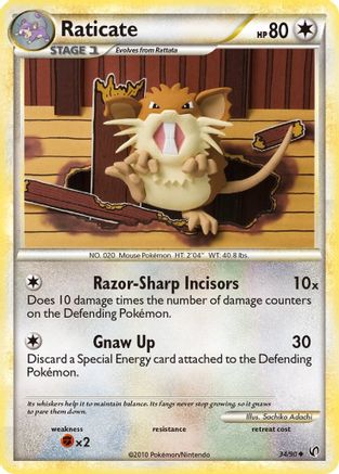 Raticate (34/90) [HeartGold & SoulSilver: Undaunted] Reverse Holofoil