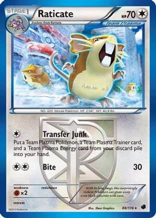 Raticate (88/116) [Black & White: Plasma Freeze] Reverse Holofoil