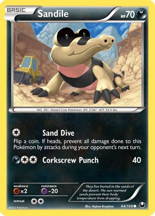 Sandile (64/108) [Black & White: Dark Explorers] Reverse Holofoil