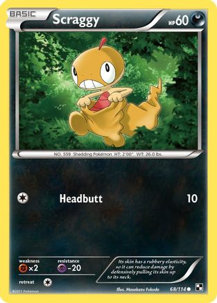 Scraggy (68/114) [Black & White: Base Set] Reverse Holofoil
