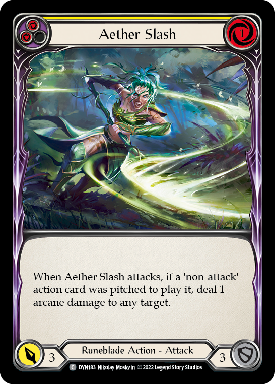 Aether Slash (Yellow) [DYN183] (Dynasty)  Rainbow Foil | Silver Goblin