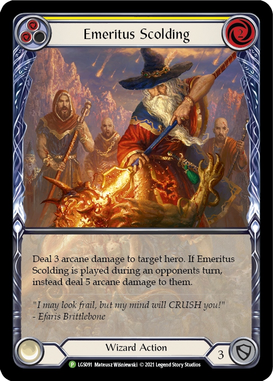 Emeritus Scolding (Yellow Extended Art) [LGS091] (Promo)  Rainbow Foil | Silver Goblin