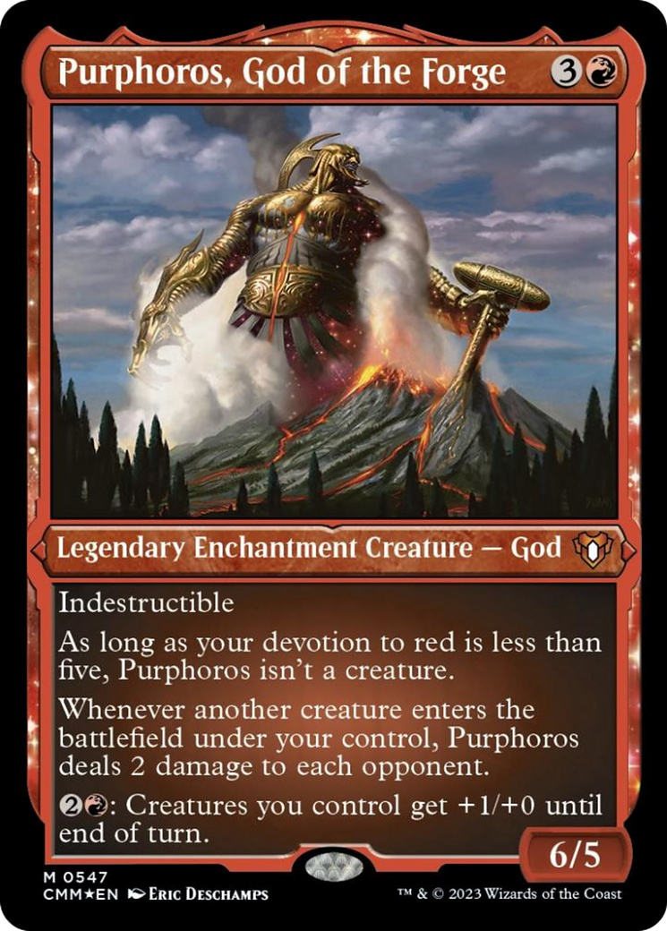 Purphoros, God of the Forge (Foil Etched) [Commander Masters] | Silver Goblin