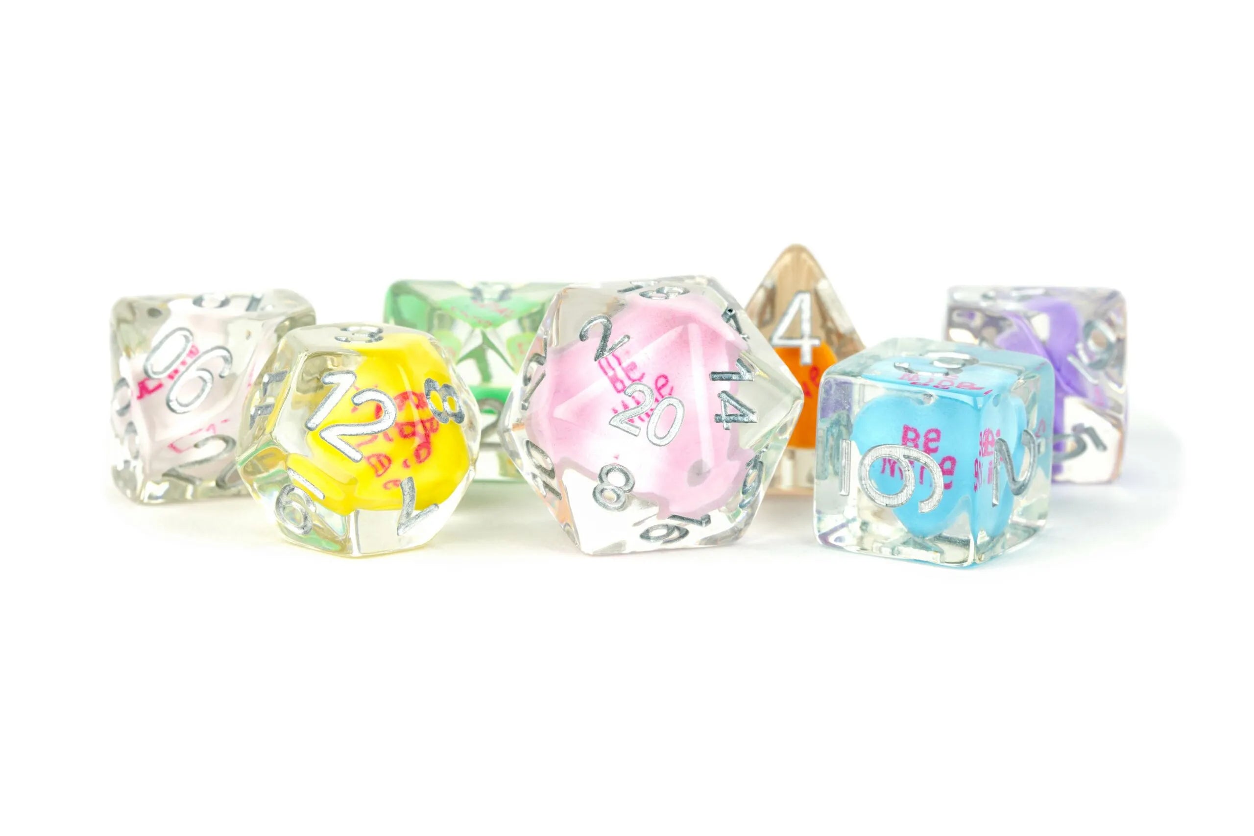 FanRoll Love Resin Poly Dice Set | Silver Goblin