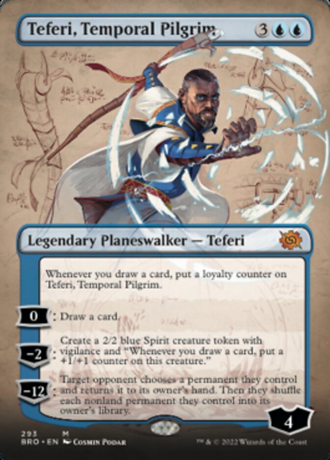 Teferi, Temporal Pilgrim (Borderless Alternate Art) [The Brothers' War] | Silver Goblin