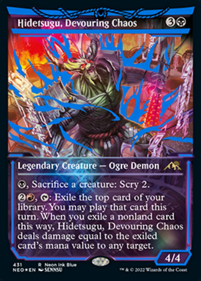 Hidetsugu, Devouring Chaos (Neon Ink Blue) [Kamigawa: Neon Dynasty] | Silver Goblin