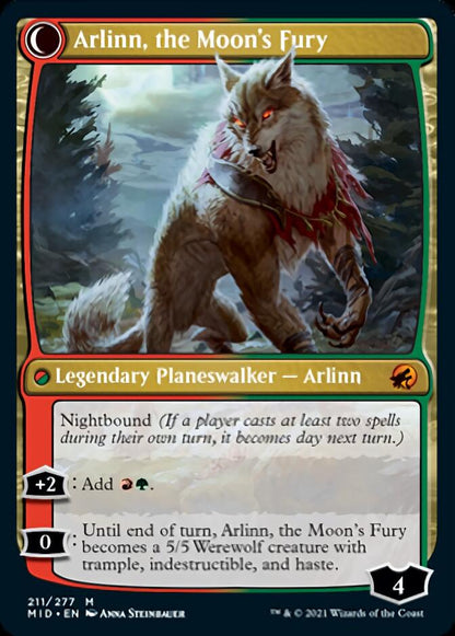Arlinn, the Pack's Hope // Arlinn, the Moon's Fury (211) Foil - Innistrad: Midnight Hunt