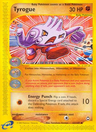 Tyrogue (63/147) [Aquapolis] Reverse Holofoil