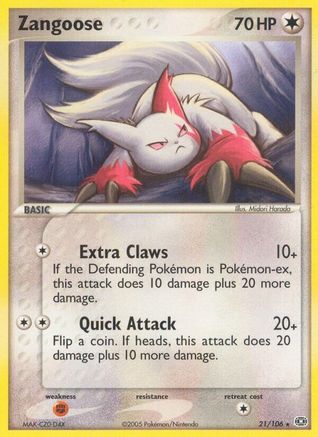 Zangoose (21/106) (Stamped) [EX: Emerald] | Silver Goblin