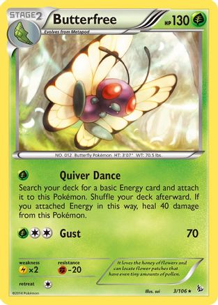 Butterfree (3) Reverse Holofoil - XY  Flashfire