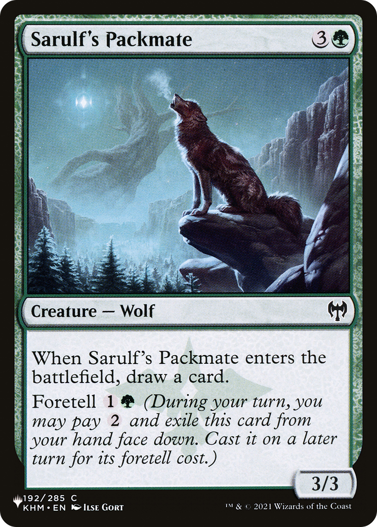 Sarulf's Packmate (KHM-192) - The List