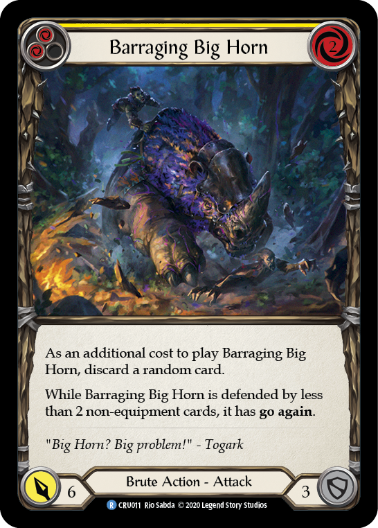 Barraging Big Horn (Yellow) [CRU011] (Crucible of War)  1st Edition Normal | Silver Goblin