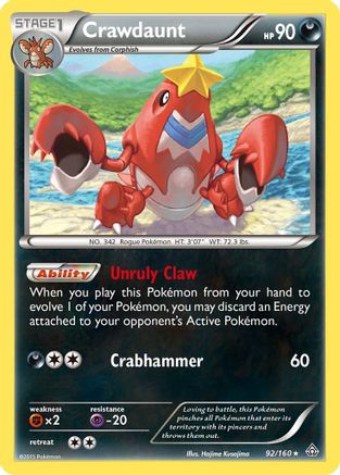 Crawdaunt (92/160) [XY: Primal Clash] Reverse Holofoil