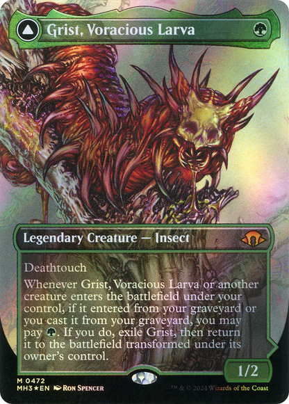 Grist, Voracious Larva (Borderless) (Textured Foil) (472) Foil - Modern Horizons 3