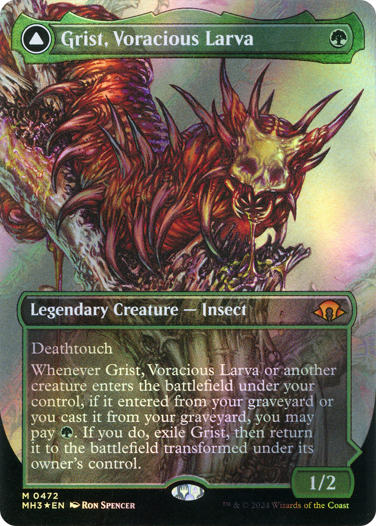 Grist, Voracious Larva (Borderless) (Textured Foil) (472) Foil - Modern Horizons 3