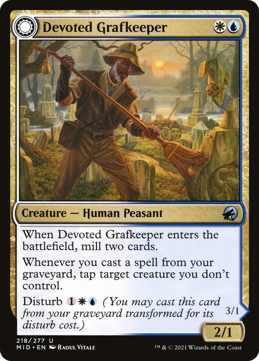 Devoted Grafkeeper // Departed Soulkeeper (218) - Innistrad: Midnight Hunt
