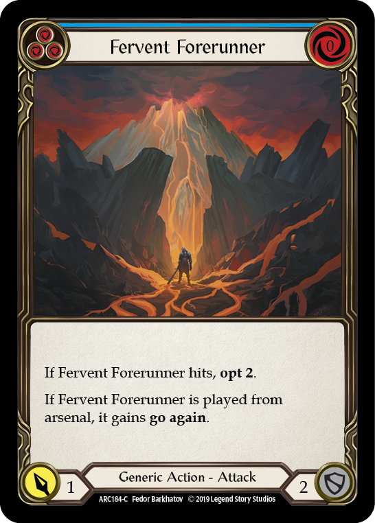 Fervent Forerunner (Blue) [ARC184-C] (Arcane Rising)  1st Edition Rainbow Foil | Silver Goblin