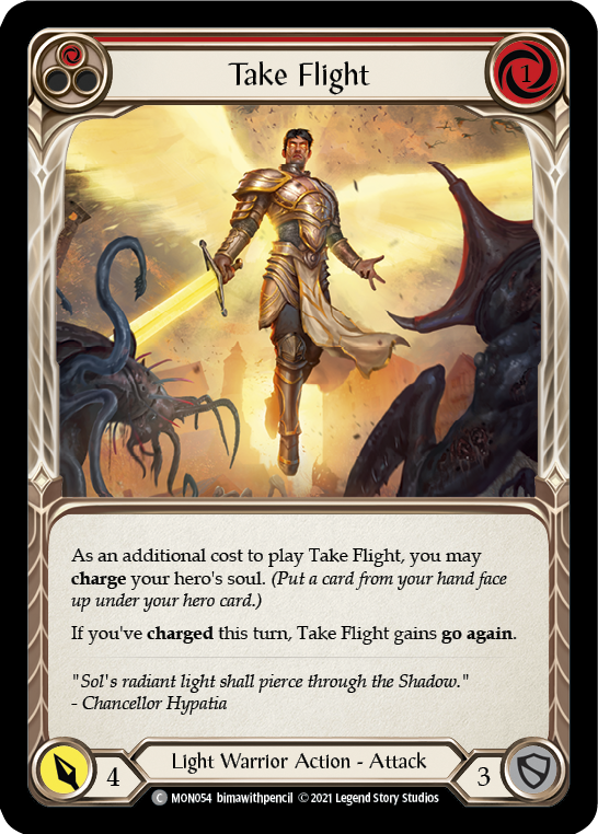 Take Flight (Red) [MON054-RF] (Monarch)  1st Edition Rainbow Foil | Silver Goblin