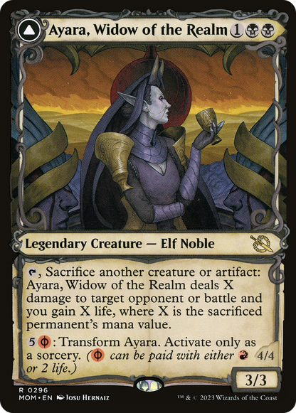 Ayara, Widow of the Realm // Ayara, Furnace Queen (Showcase Planar Booster Fun) [March of the Machine] Foil