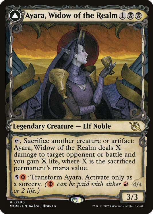 Ayara, Widow of the Realm // Ayara, Furnace Queen (Showcase Planar Booster Fun) [March of the Machine] Foil