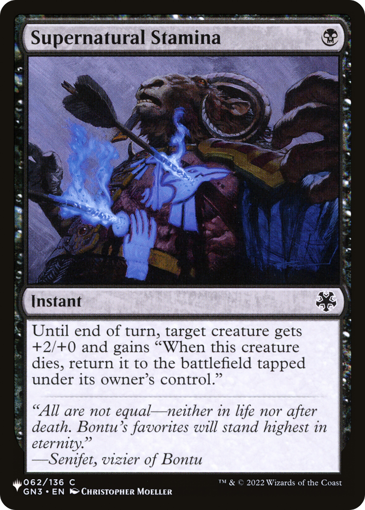 Supernatural Stamina (GN3-62) - The List