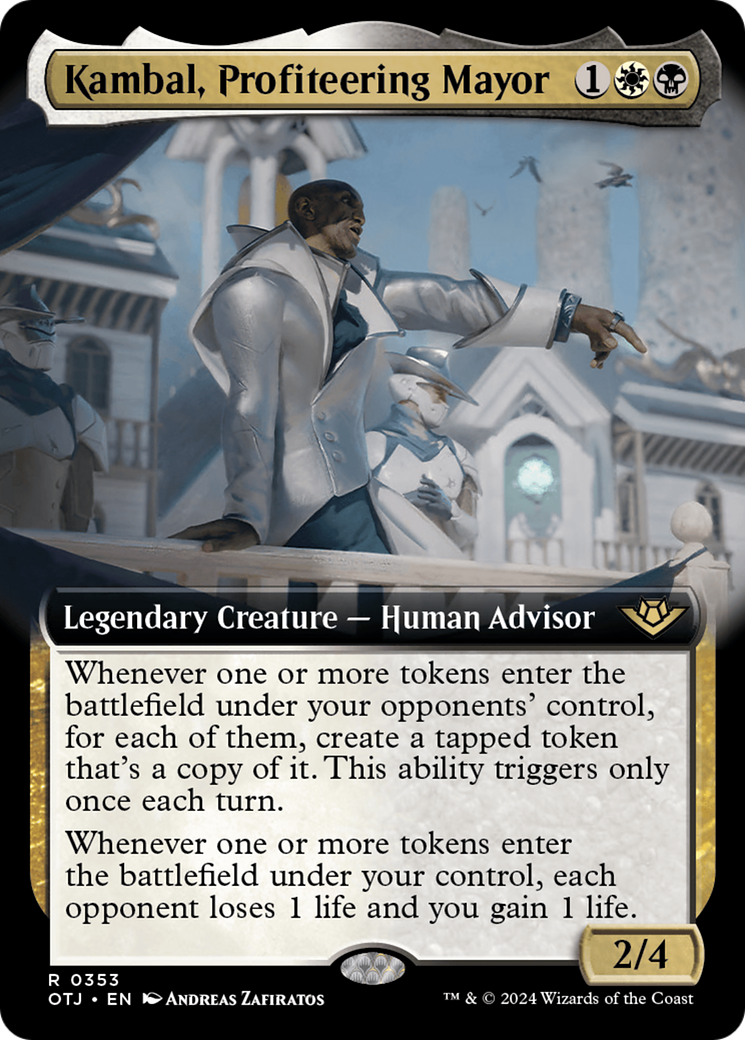 Kambal, Profiteering Mayor (Extended Art) [Outlaws of Thunder Junction] | Silver Goblin