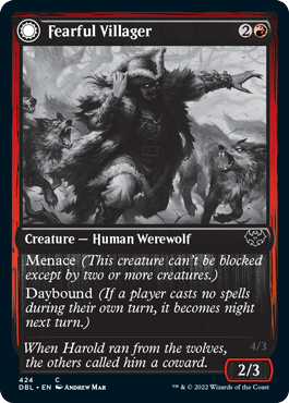 Fearful Villager // Fearsome Werewolf (424) Foil - Innistrad: Double Feature