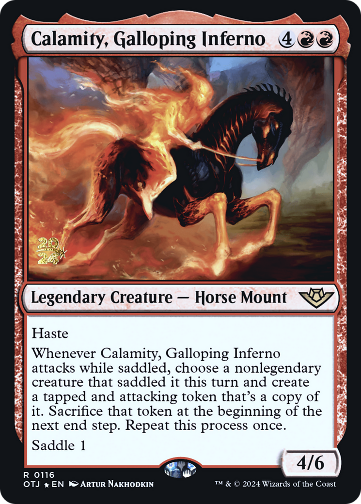 Calamity, Galloping Inferno [Outlaws of Thunder Junction Prerelease Promos]