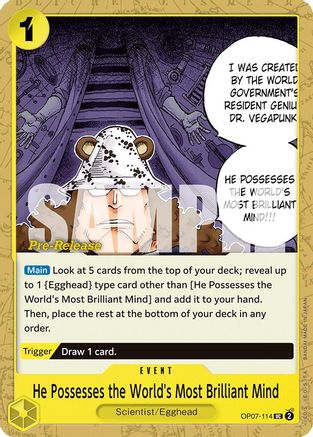 He Possesses the World's Most Brilliant Mind (OP07-114) Pre-Release Cards