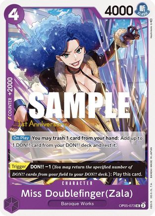 Miss Doublefinger(Zala) (OP05-073) 1st Anniversary Tournament Cards