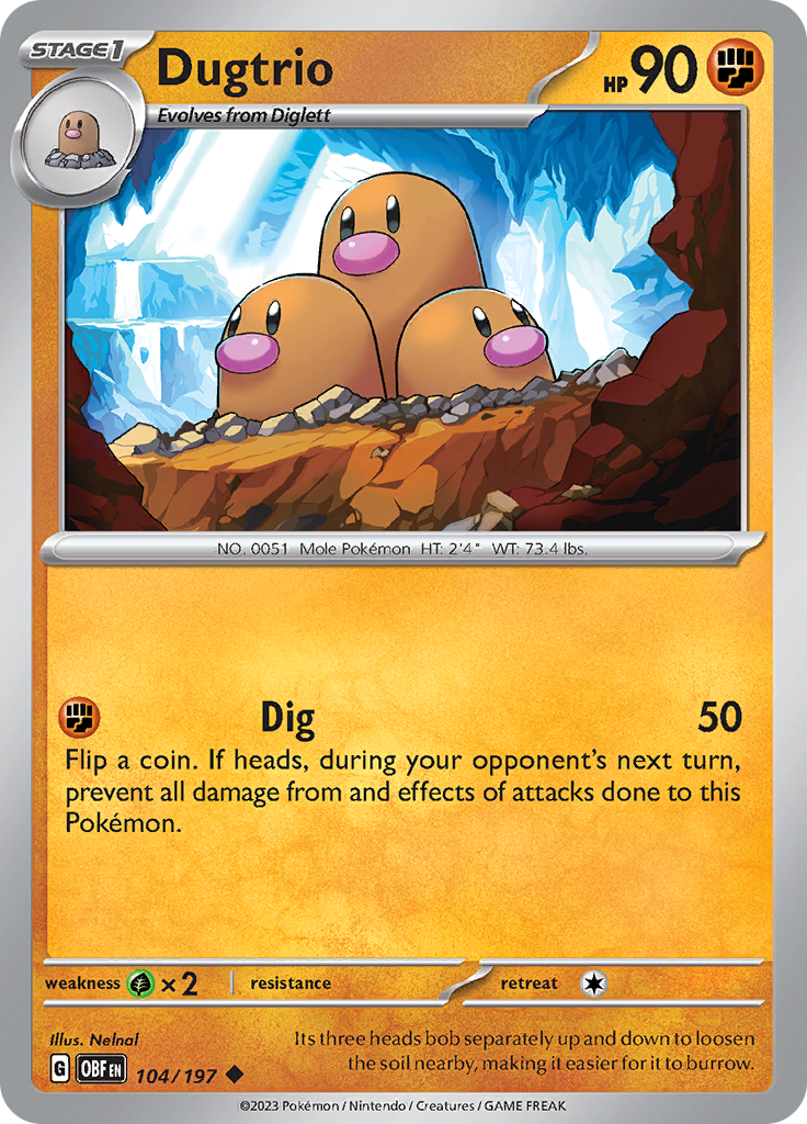 Dugtrio (104/197) [Scarlet & Violet: Obsidian Flames] | Silver Goblin