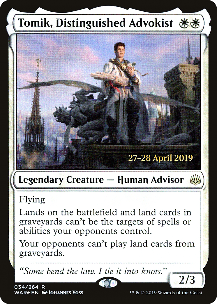 Tomik, Distinguished Advokist (034) Foil - War of the Spark Promos