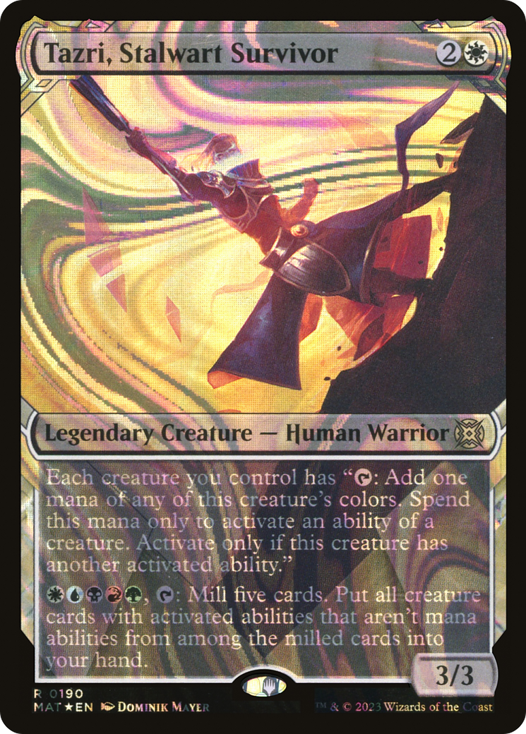 Tazri, Stalwart Survivor (Halo Foil) (Showcase) (190) Foil - March of the Machine: The Aftermath