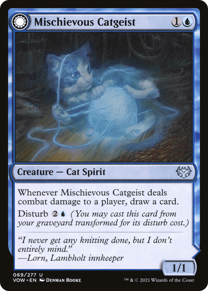 Mischievous Catgeist // Catlike Curiosity (069) Foil - Innistrad: Crimson Vow