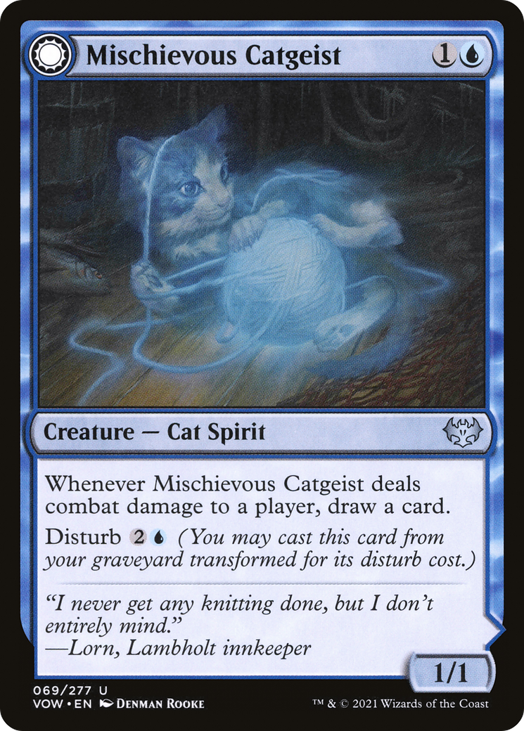 Mischievous Catgeist // Catlike Curiosity (069) Foil - Innistrad: Crimson Vow