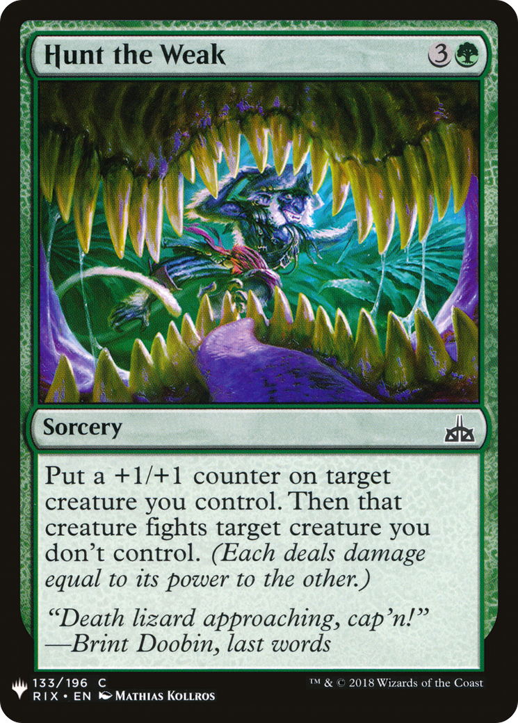 Hunt the Weak (RIX-133) - The List