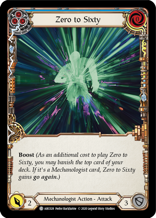 Zero to Sixty (Blue) [U-ARC028] (Arcane Rising Unlimited)  Unlimited Rainbow Foil | Silver Goblin