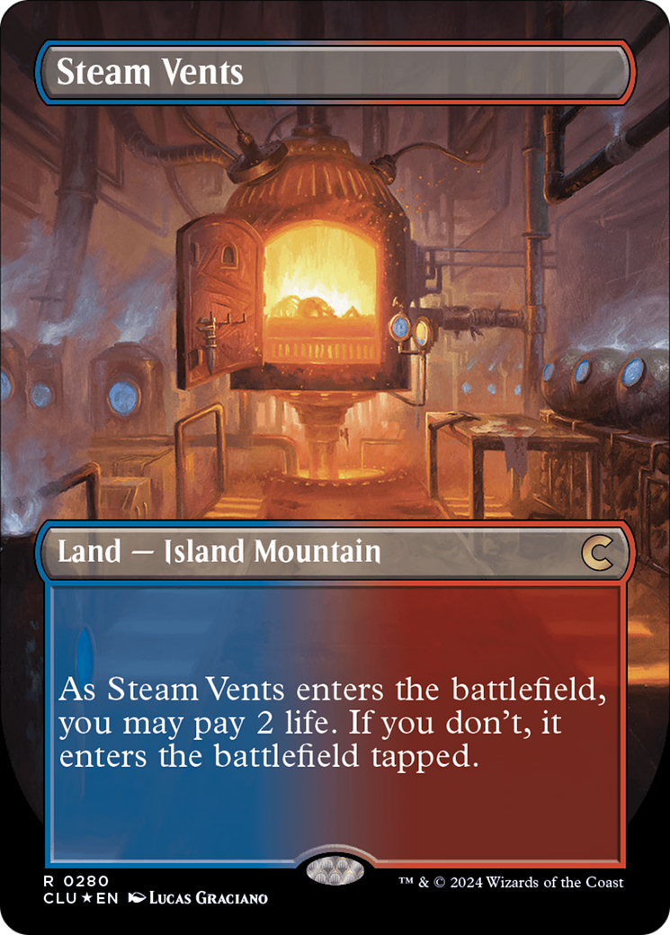 Steam Vents (Borderless) (280) Foil - Ravnica: Clue Edition