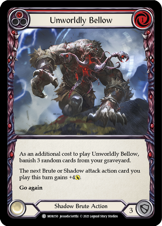 Unworldly Bellow (Red) [MON150-RF] (Monarch)  1st Edition Rainbow Foil | Silver Goblin