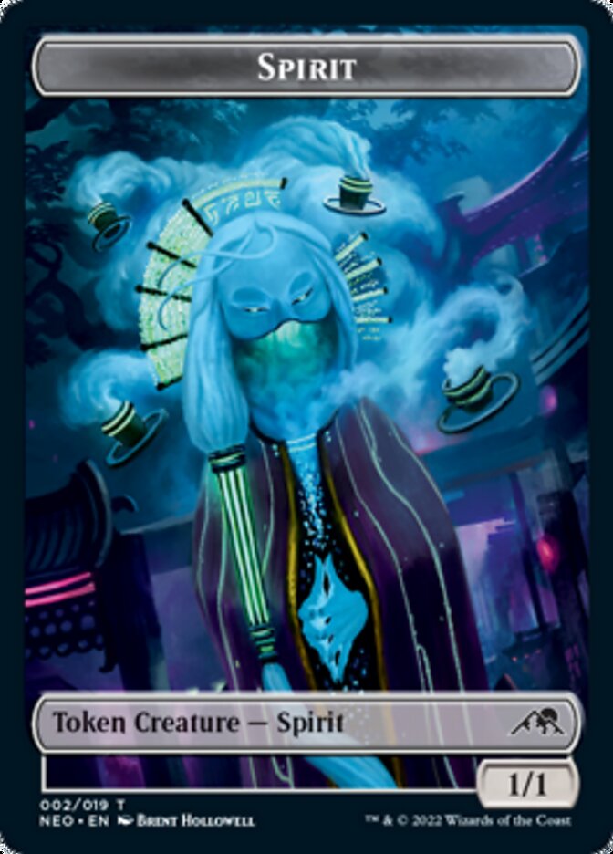 Spirit (002) // Human Monk Double-Sided Token [Kamigawa: Neon Dynasty Tokens] | Silver Goblin