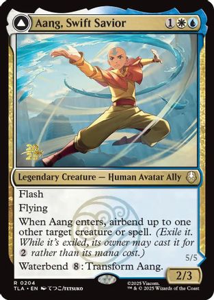 Aang, Swift Savior // Aang and La, Ocean's Fury (Prerelease) (204) Foil - Avatar: The Last Airbender