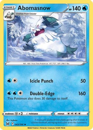 Abomasnow (43) Reverse Holofoil - Lost Origin