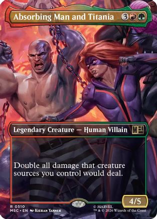 Absorbing Man and Titania (Borderless) (510) Foil - Commander: Marvel Super Heroes